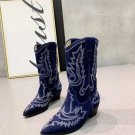 Woman Shoes Isabel Marant Boots Isabel Marant Western Cowboy Embroidered Duerto Purple Ankle Boots