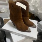 Woman Shoes Isabel Marant Boots Brown Isabel Marant Lamsy Metal Toe Suede Ankle Boots