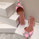 Fashion Woman Shoes Amina Muaddi Begum Sandals Begum 40 Crystal Buckle Pink Slingback Pumps