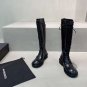 Woman Shoes Ann Demeulemeester Boots Lace-up Leather Knee Boots Black