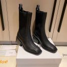 Woman Shoes Chloe Boots Black Genuine Leather Heeled Chelsea Chloe Boots