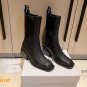 Woman Shoes Chloe Boots Black Genuine Leather Heeled Chelsea Chloe Boots