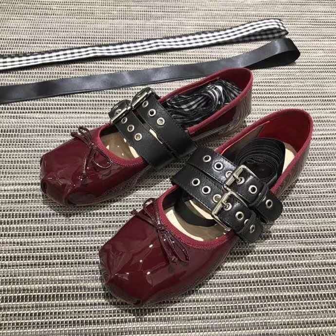 miu miu red ballet flats