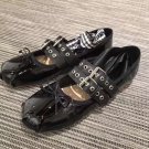 Woman Shoes Miumiu Black Ballerinas Flats Belts Belted Miu Miu Patent Leather Ballerina Shoes