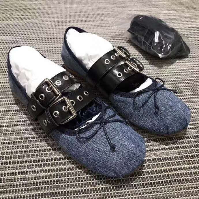 miu miu denim flats