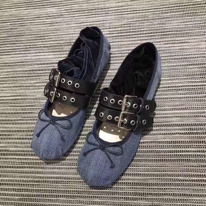 miu miu denim flats