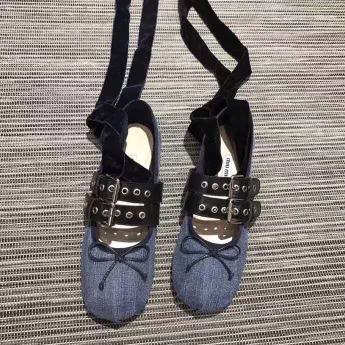 denim ballerina shoes