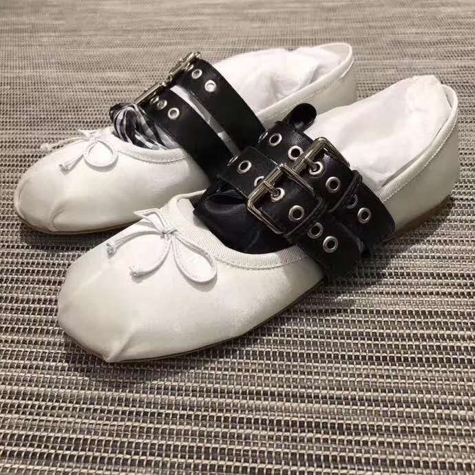 miu miu buckle ballet flats