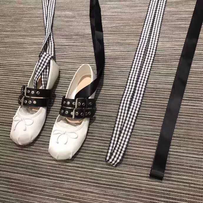 miu miu buckle ballet flats