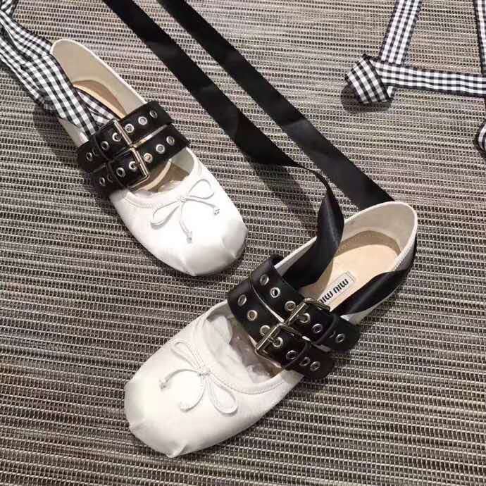 miu miu buckle ballet flats
