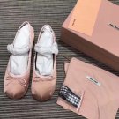 Woman Shoes Miu Miu Crystal Embellished Leather Ballerina Flat Pink Shoes