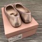 Woman Shoes Miu Miu Crystal Embellished Leather Ballerina Flat Bow-knot Shoes