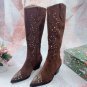 Woman Shoes Sleep Sun Play Moon Unique Classic Luxury Boots Studs 6.5cm Heel Brown Suede Rare Boots