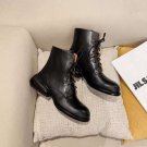 Woman Shoes Maison Margiela Airbag Heel Leather Lace-up Ankle Boots Mm6 Black Leather Boots