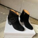 Woman Shoes Isabel Marant Boots Embroidered Ankle Boots 4.5cm Heel Black Suede Boots
