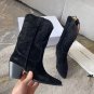 Woman Shoes Isabel Marant Boots Embroidered Stitch Western Cowboy Boots Punk Black Shoes