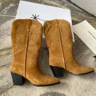Woman Shoes Isabel Marant Boots Embroidered Stitch Western Cowboy Boots Punk Suede Leather Shoes