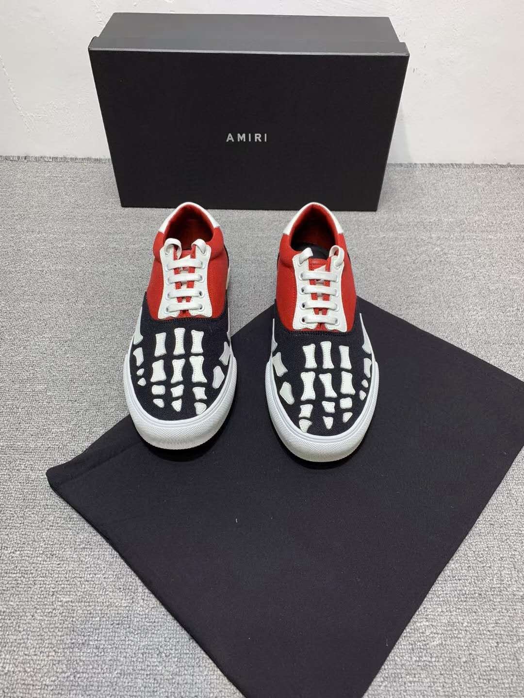 Man Shoes Amiri Skel Toe Lace Up Sneakers Skeleton Fashion Show Flats Shoes