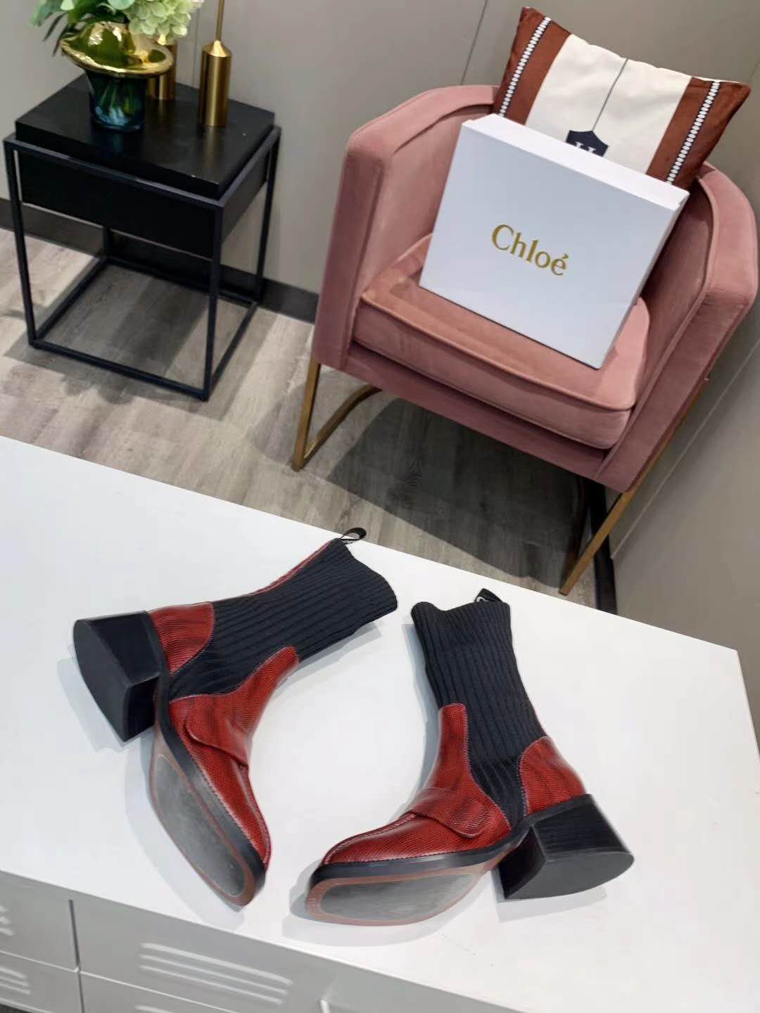 red leather sock boots