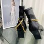 Woman Boots Jil Sander Boots Black Leather Gold Chain Boots Fashion Shoes