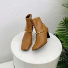 Woman Boots Jil Sander Boots Brown Leather Gold Chain Boots Fashion Shoes