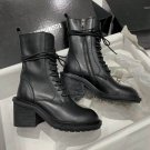 Women Shoes Ann Demeulemeester Boots 8cm Heel Leather Combat Black Boots