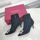 Women Shoes Roger Vivier Boots Paris Flower Crystal-embellished Sock Ankle Boots