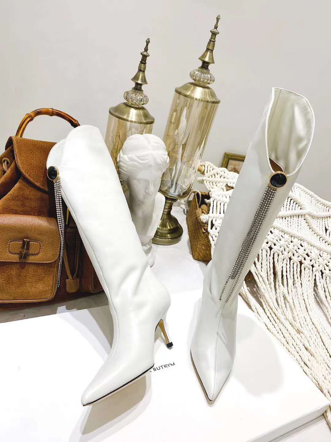 Women Shoes Magda Butrym Boots England White Genuine Leather Kneehigh Boots
