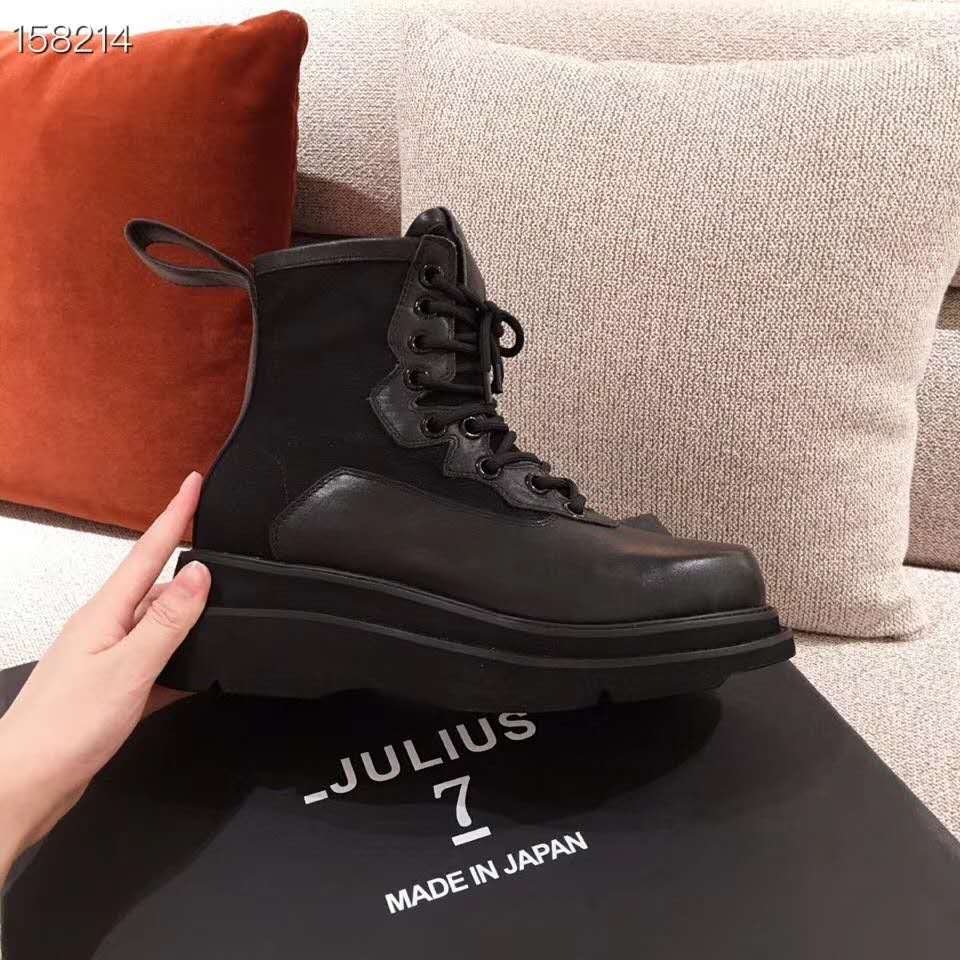 Women Shoes Julius 7 Boots Martin Boots Black Genuine Leather Lace-up ...