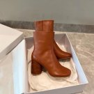 Women Shoes Maison Margiela Tabi Boots Ankle Boots Brown Leather 7.5cm Heel