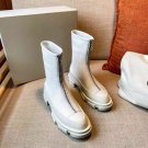 Women Shoes Both Boots Front Zip Zipper White Genuine Leather Boots