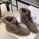 Women Shoes Loro Piana Suede Fur Open Walk Ankle Boots Lace-up