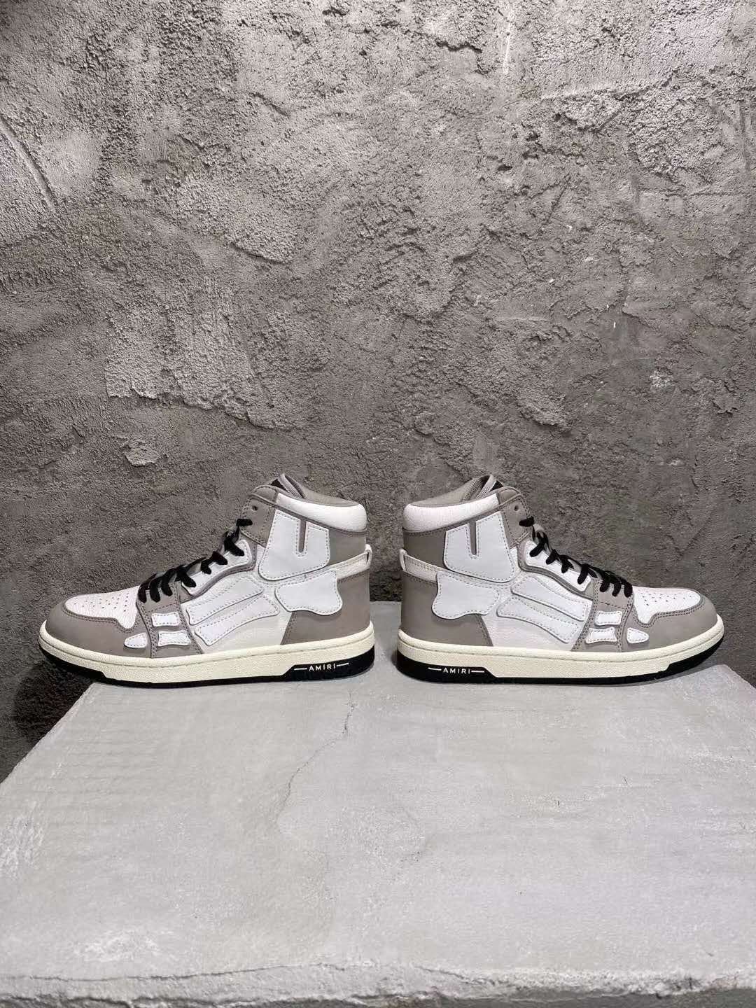 Men's Shoes Amiri Skel High-top Sneakers Skeleton White Gray Lace-up ...