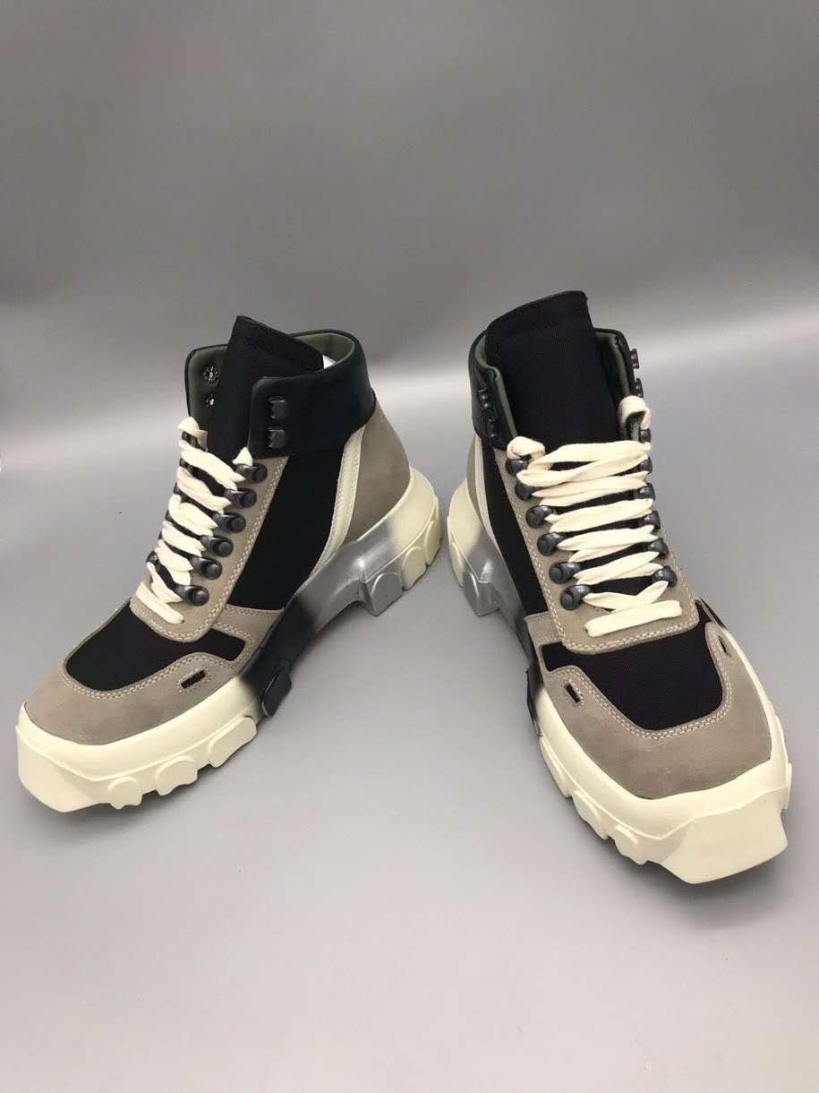 Men's Shoes Rick Owens Tractor Leather Suede Shell Sneakers Dark Brown