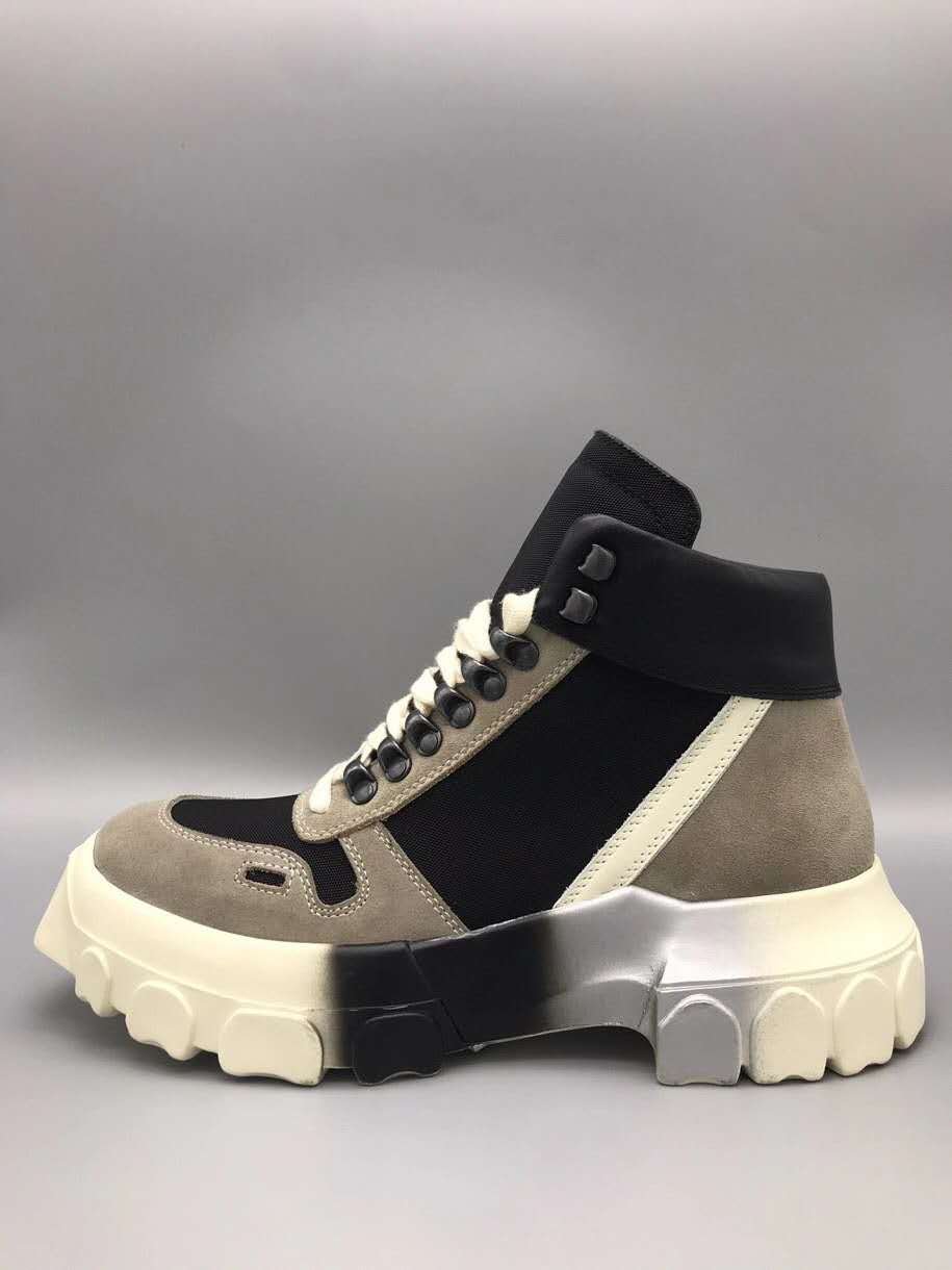 Men's Shoes Rick Owens Tractor Leather Suede Shell Sneakers Dark Brown