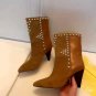 Women's Shoes Isabel Marant Layo Boots Silver-tone Studs Pointed Toe Calfskin Leather