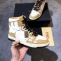 Unisex Shoes Amiri Skeleton High-top Sneakers Brown Genuine Leather Perfect