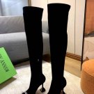 Women's Shoes Amina Muaddi Boots Thigh-high Sock Stretch Boots Black