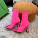 Women's Shoes Amina Muaddi Boots Begum 95mm Embellished Sock Boots Pink Fashion