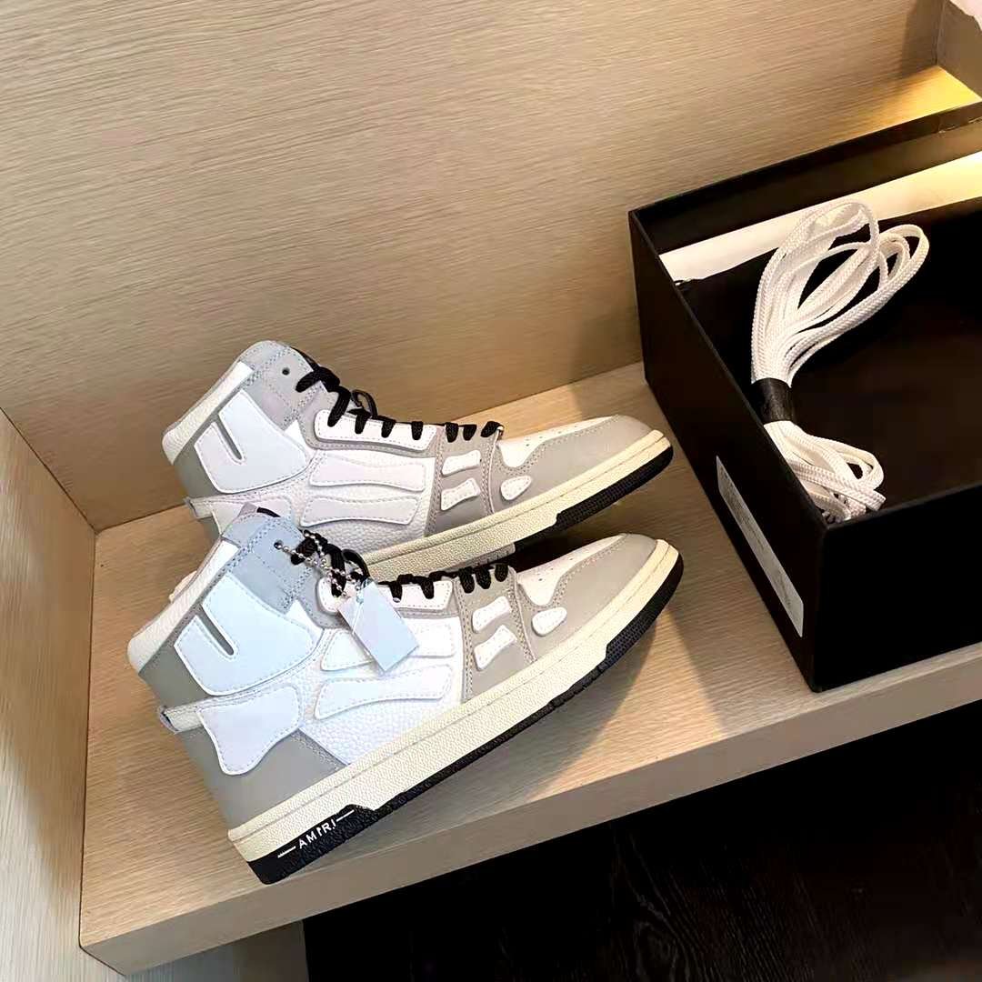 Men's Shoes Amiri Sneakers Runway Skel Top Grey White Leather Bones ...