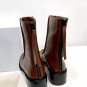 Women's Shoes Osoi Boots Brown Genuine Leather Back Zipper Square Toe Boots