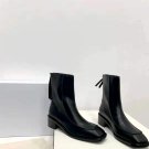 Women's Shoes Black Osoi Boots Genuine Leather Back Zipper Square Toe Boots