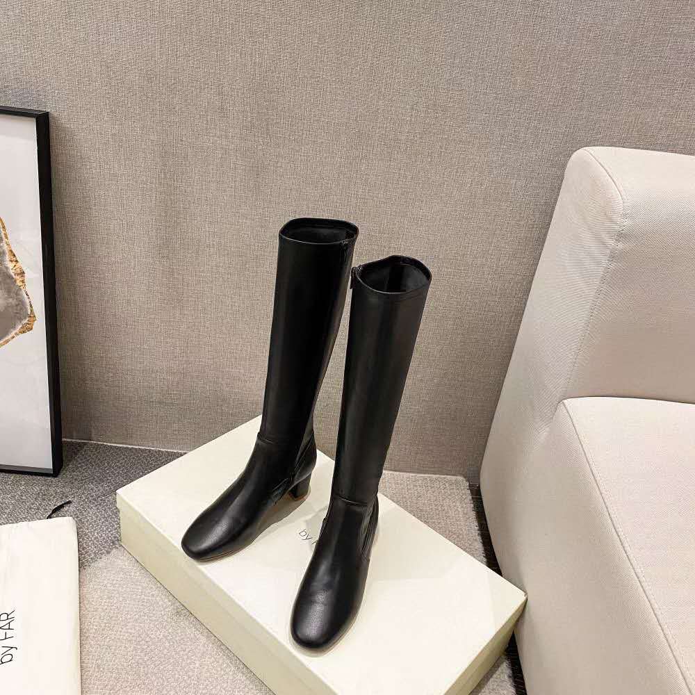 Women's Shoes By Far Boots Annabelle Black Genuine Leather Knee-high Boots