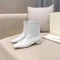 Women's Shoes By Far Boots White Genuine Leather Side Zipper Square Toe Boots