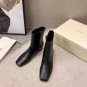 Women's Shoes By Far Boots Black Genuine Leather Side Zipper Square Toe Boots
