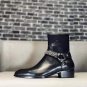 Men's Shoes Saint Paris Laurent Boots Wyatt Belted Harness Chain Black Genuine Leather Boots