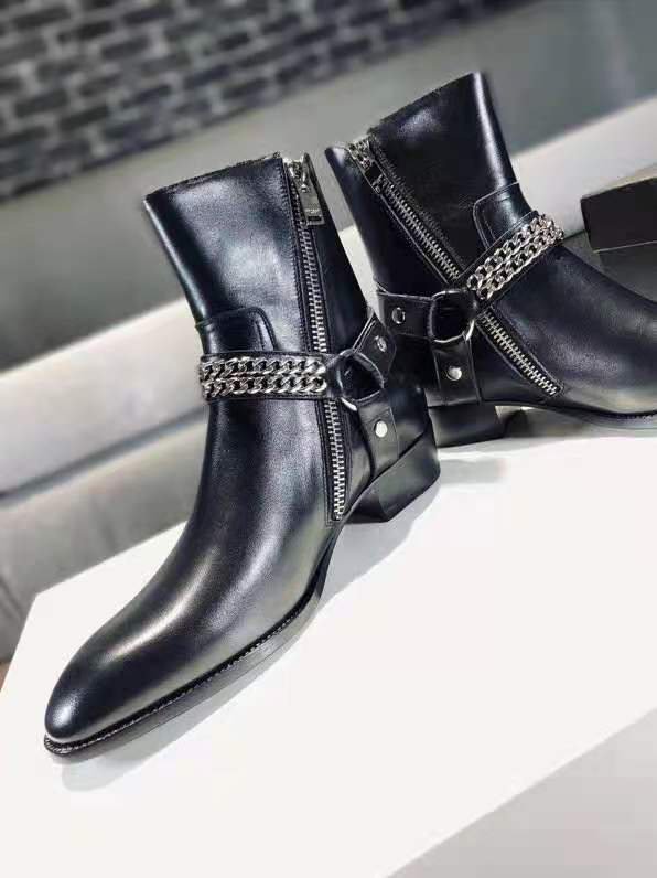saint laurent wyatt chain harness boot