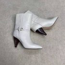 Paris Isabel Marant Lilet Boots White Genuine Leather 7.5cm Heel Shoes