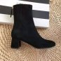 Women's Shoes Black Aquazzura Boots Saint Honore Suede Zip Booties