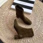 Women's Shoes Pineapple Aquazzura Boots Saint Honore Green Suede Zip Booties